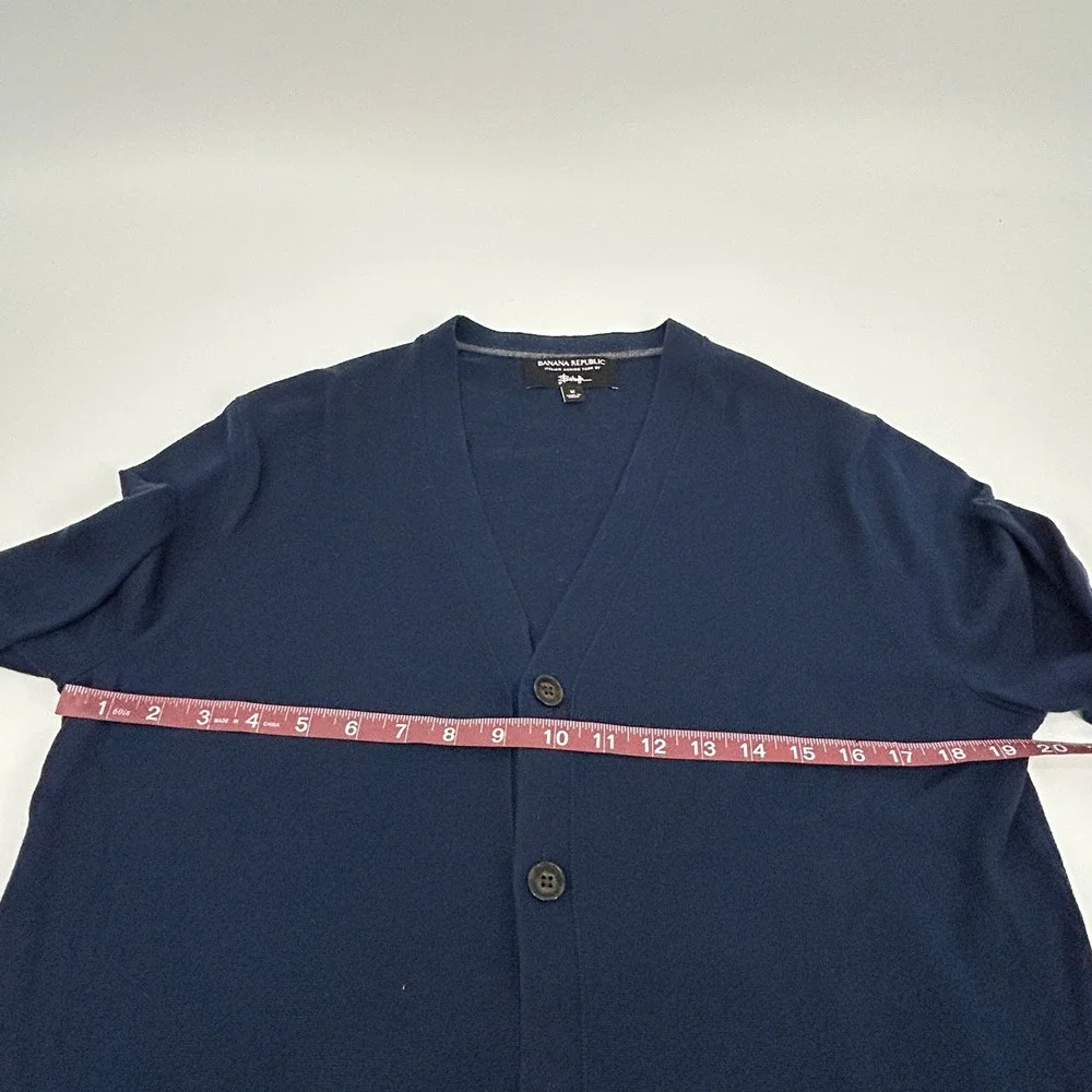 Banana Republic Cardigan Sweater Mens M Navy Blue Baruffa Italian Merino Wool